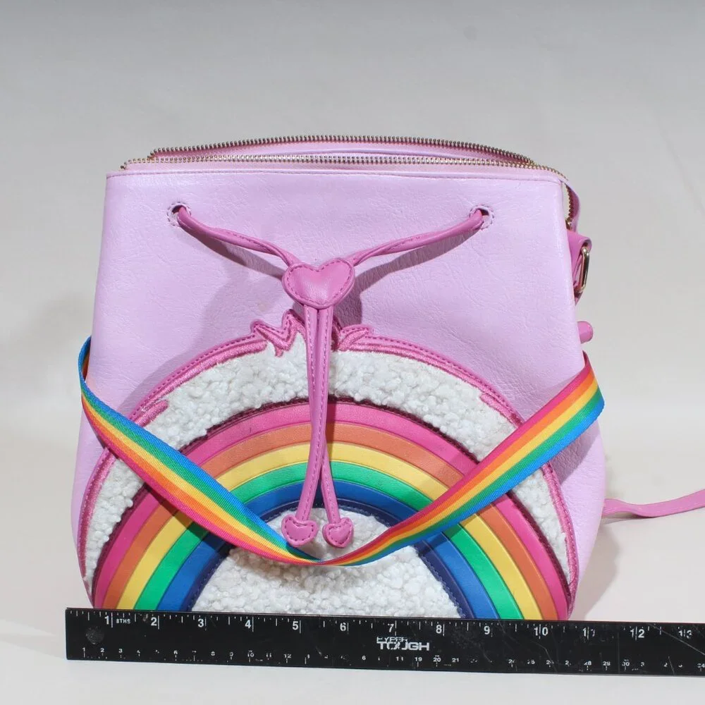 Danielle Nicole Care Bears Cheer Bear Pink Rainbow Convertible Backpack & Bag - Picture 7 of 13